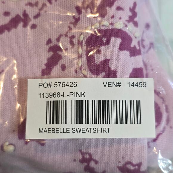 Sundance Bandana Sweatshirt Maebelle Pullover Sz Large Pink Embroidered $128 - Picture 11 of 15